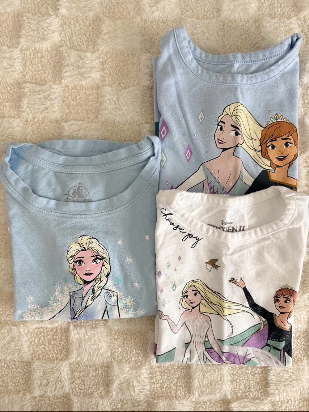 Disney Frozen 1 & II Light Blue & White Kids Tops - 3pcs Girls Size 4/5